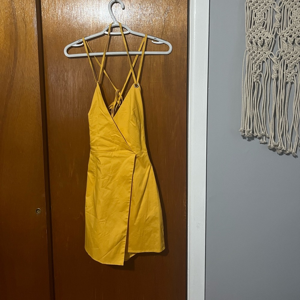 Superdown adjustable lace up back mini dress.